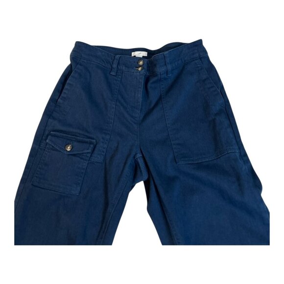 J. Jill High-Rise Cargo Cargos Women Size 4 | Navy Stretch Casual - Picture 2 of 11